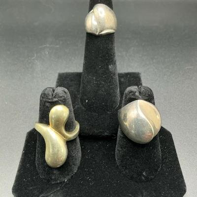 Sterling And 925 Geometric Rings