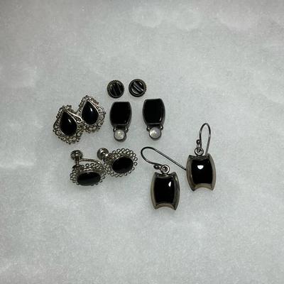 Black Stone Sterling Earrings