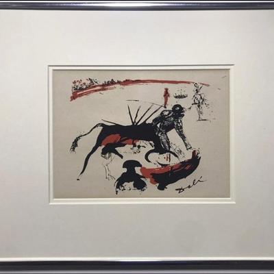Lithograph By Salvador Dal Titled "Tauromachie," Which Translates To "Dali Bullfighting".