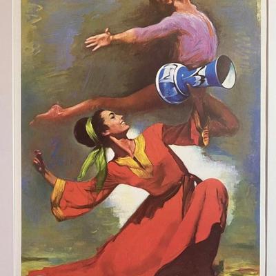 Vintage Pencil Signed Lithograph By Sandu Liberman Titled Leaping Dancers 90/200