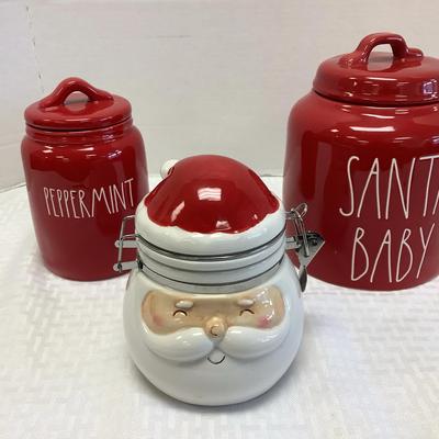 Trio Of Ceramic Holiday Ceramic Canisters
