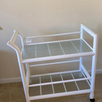 Rolling Cart With Tempered Glass Shelves