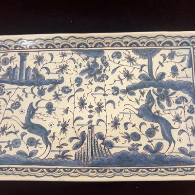 Blue And White Platter From Portugal