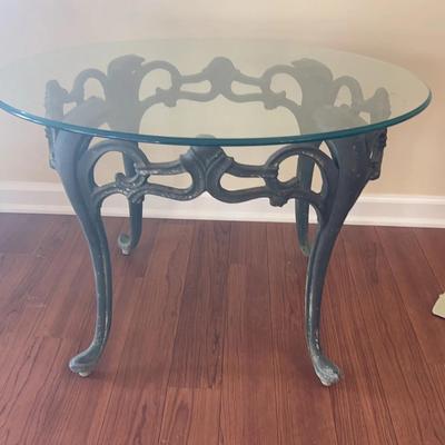 Wrought Iron Glass Top Garden Table