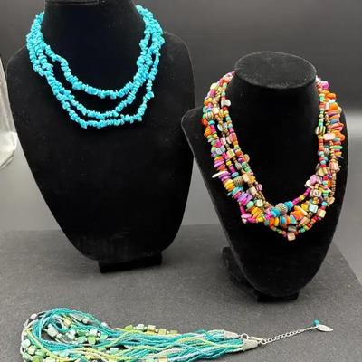 (3) Beaded 20” Necklaces