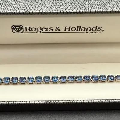 Sterling Silver Blue Topaz Tennis Bracelet