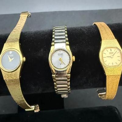 3 Women’s Gold Tone Watches; (1) Citizen (2) Seiko