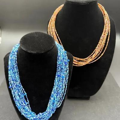 2 Beaded Necklaces - Coldwater Creek and Orange/Copper Necklace