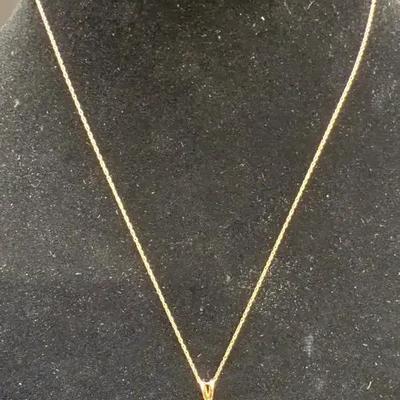 14kt Gold Necklace With 14kt Opal Pendant With Diamonds 