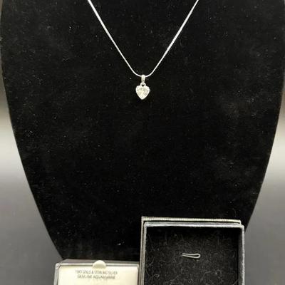 18kt GP Cubic Zirconia Necklace with Changeable Slides and 10kt Gold & Sterling Aquamarine Ring