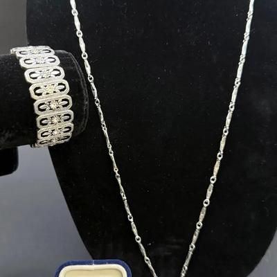 A Silver Tone and Marcasite Costume Lot