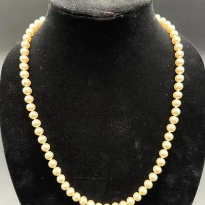 Vintage Spanish Faux Glass Pearls 29” Necklace