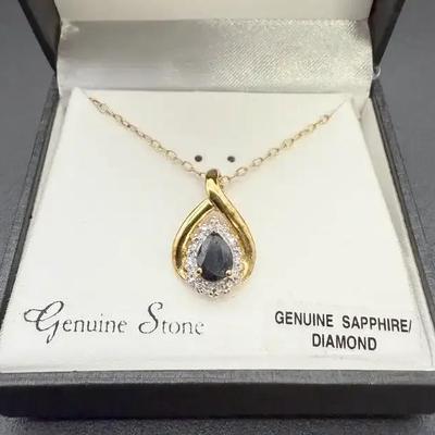 18kt Sapphire & Diamond Pendent  Necklace