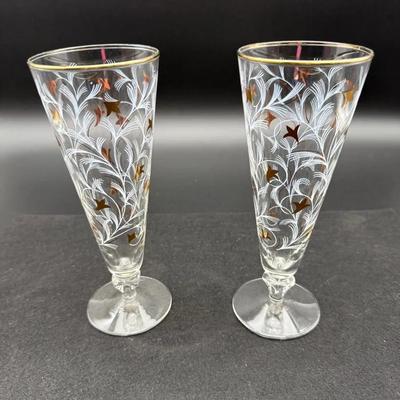 Set Of (8) Vintage Libbey Royal Fern Pilsner Glasses 