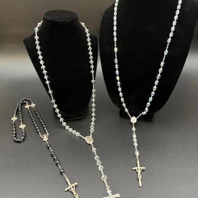 (3) Classic Italian Made Glass Beaded Rosaries - Authentic Italian Rosaries from St. Peter