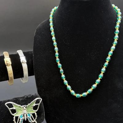 Silvertone Enamel Butterfly Pin, Monet Magnetic 1 silver 1 gold tone, Stauer La Perla Di Murano
