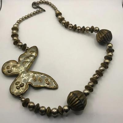 Butterfly Metal Necklace Vintage