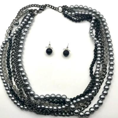 Multi Strand Necklace And Earrings
