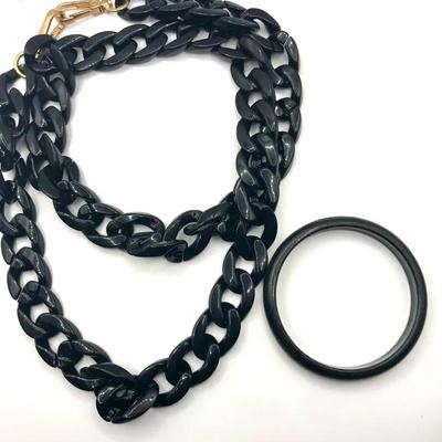 Black Beaded Necklace With Bracelet 