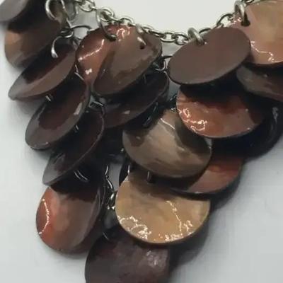 Statement Bib Necklace in Shades of Brown, Pink, & Tan - Unique Piece