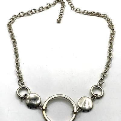 Silver Toned Chain Necklace With Three Linked Circles
