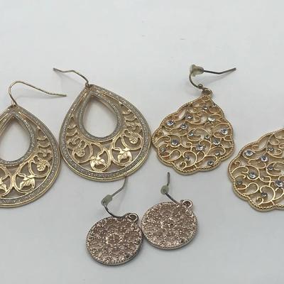 Gold Tone Sparkling Drop Earrings 