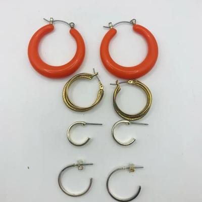 4 Pair Costume Hoop Earrings 