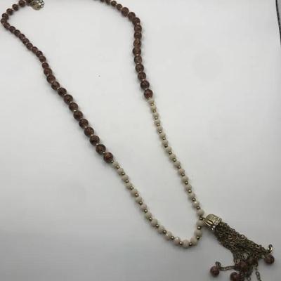 Jasper Beaded Necklace With Gold Tone Spacers