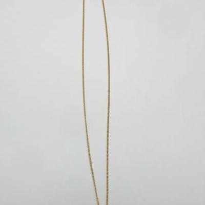 Gold Tone Necklace Light Blue Solitaire Pendant 16”