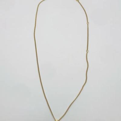 Avon Gold Tone Necklace With a Teardrop Shaped Amber Colored Pendant 19″