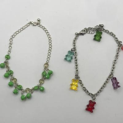 Gummy Bear Charm Bracelet And Green Bracelet 
