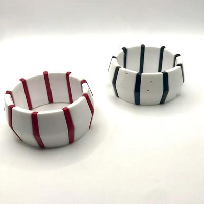 Chunky Black Red Adjustable Bracelet 