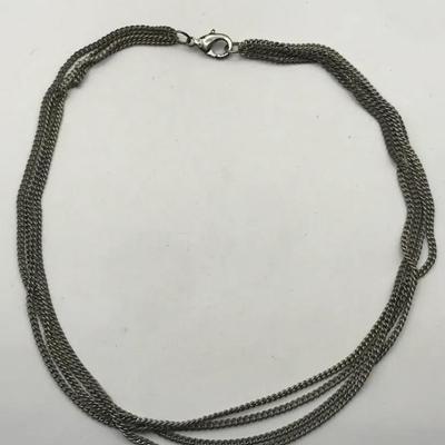 Multi Strand Silver Tone Necklace 15”