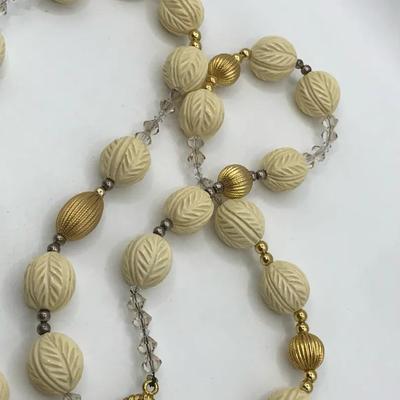 Givenchy Hard Resin Necklace From The Napier Archive. Cream-Colored Beads Vintage