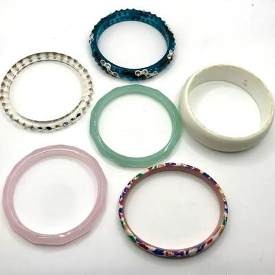 Chunky Plastic Bracelet Lot - 6 Pieces