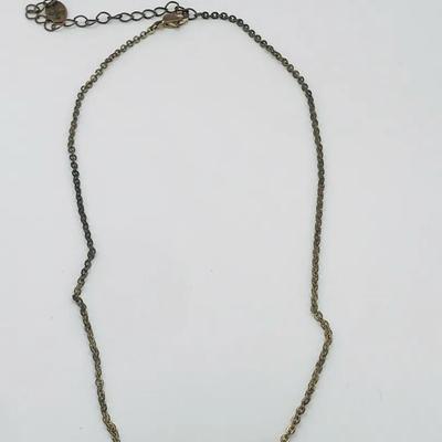 Bar On Gold Tone Chain 16”