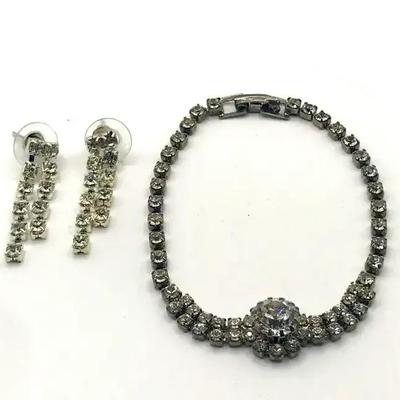 Rhinestone Necklace And Earrings