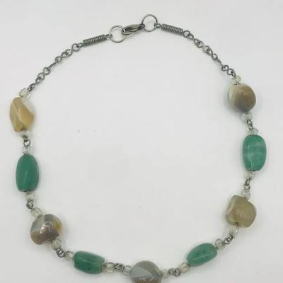 Green Agate and Other Semiprecious Gemstone Beaded Necklace 16”