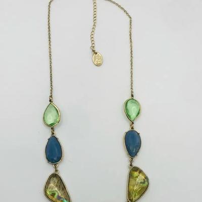 Fashion Necklace With Multi-Colored Stones 16”