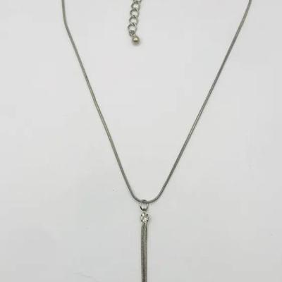 Y-Shaped Clear Crystal Necklace 15”