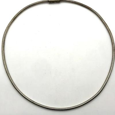 Italian Silver Tone Omega Necklace Vintage 