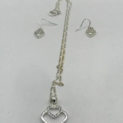 Heart Necklace And Earrings Matching 