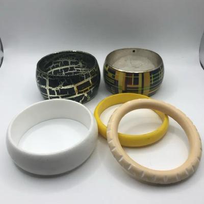 Chunky Bracelets Lot In Fun Styles!- 5 Pieces