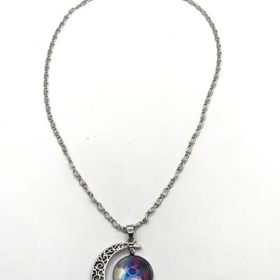 Galaxy Crescent Moon Pendant Necklace