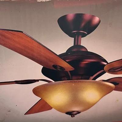 “Boston Harbor” Ceiling Fan with Amber Light Cover