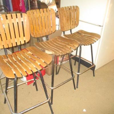Sale Photo Thumbnail #6: 3 MCM wood bar stools with call outs $15 each