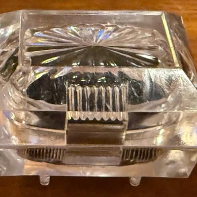 Vintage Clear Plastic Ring Box With Black Velvet Lining