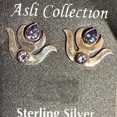 2 Pairs Of Sterling Silver Handmade Earrings Faceted Tanzanite 4.07 Grams