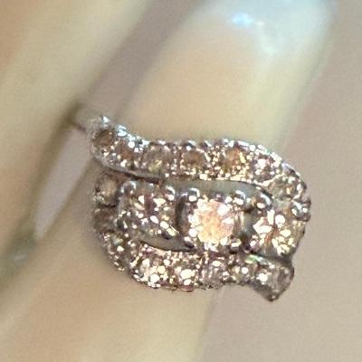 Antique 14k White Gold And Diamond Multi 21 Stone Ring Size 5.25 Total Weight - 4.10 Grams