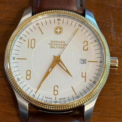 Winger Swiss Military Terragraph Watch Water Resistant 100 Meters Leather Band Never Worn